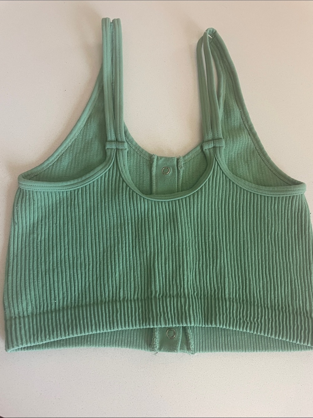 Aerie bundle Green Ribbed Button-Front Crop Tank Top and Raglan Ribbed Crop Top - Picture 4 of 7